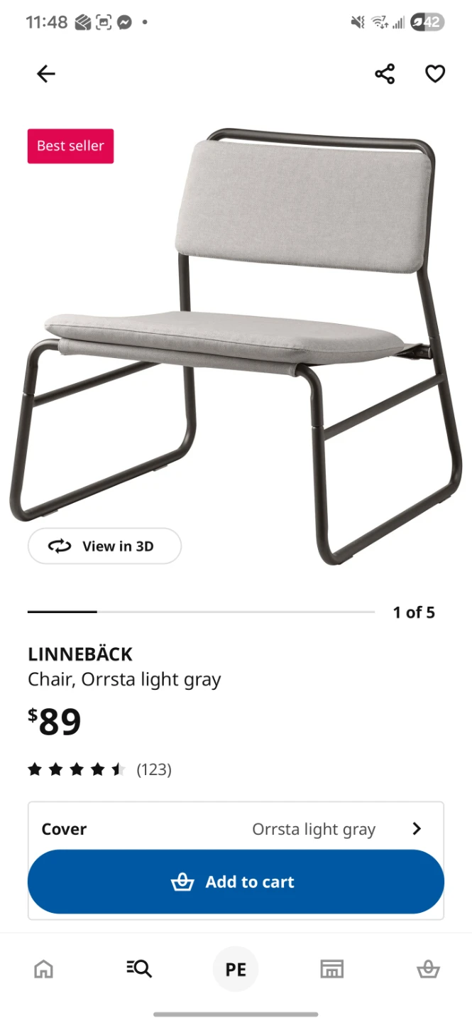 IKEA LINNEBÄCK Chair - Orsta Light Gray - photo 4