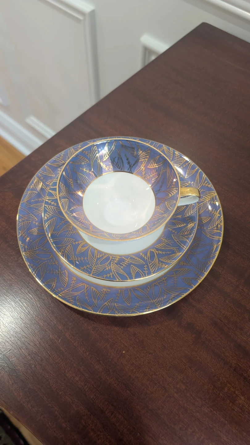 Bavaria Tea Cup, Saucer & Plate Set - Blue & Gold - photo 2