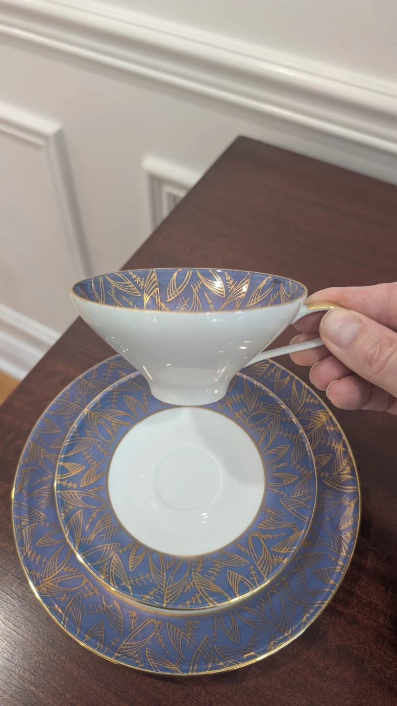 Bavaria Tea Cup, Saucer & Plate Set - Blue & Gold - photo 4
