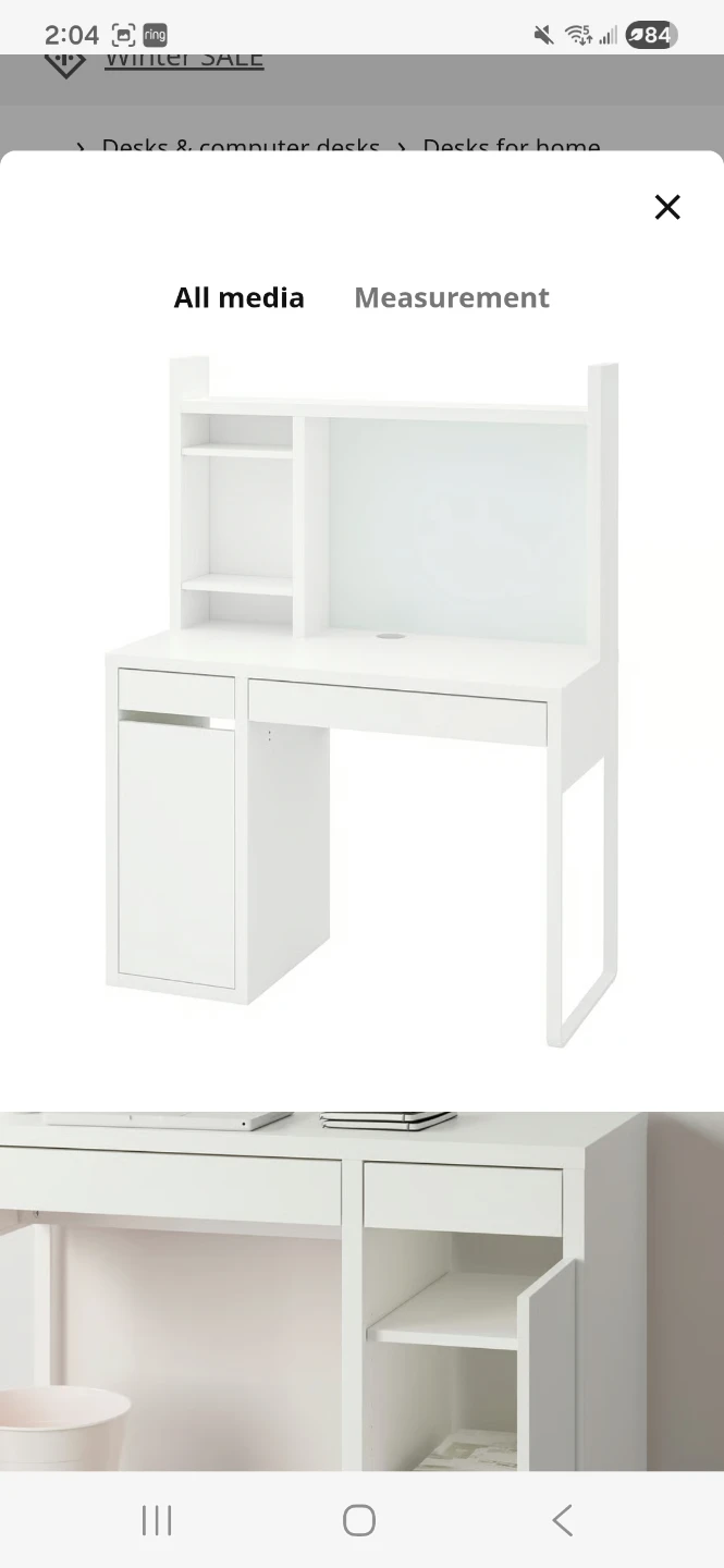 IKEA MICKE White Desk with Hutch - 41 3/8"