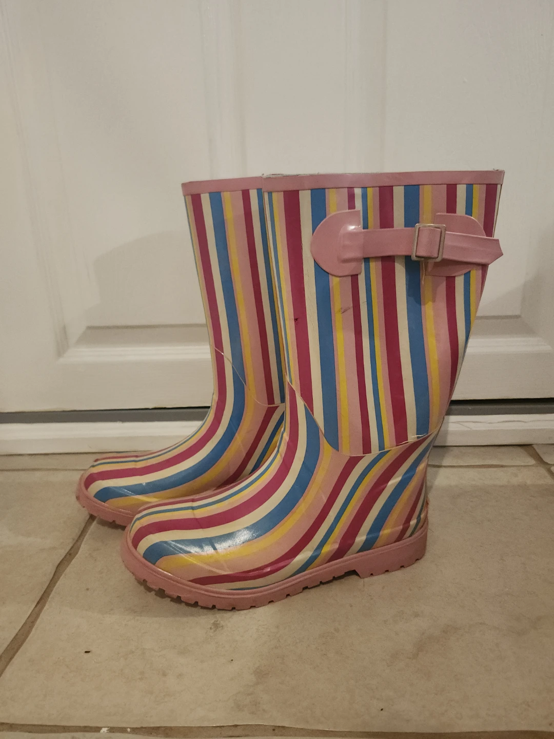 LaSenza Girl Rainbow Striped Rain Boots Size 7 - photo 2