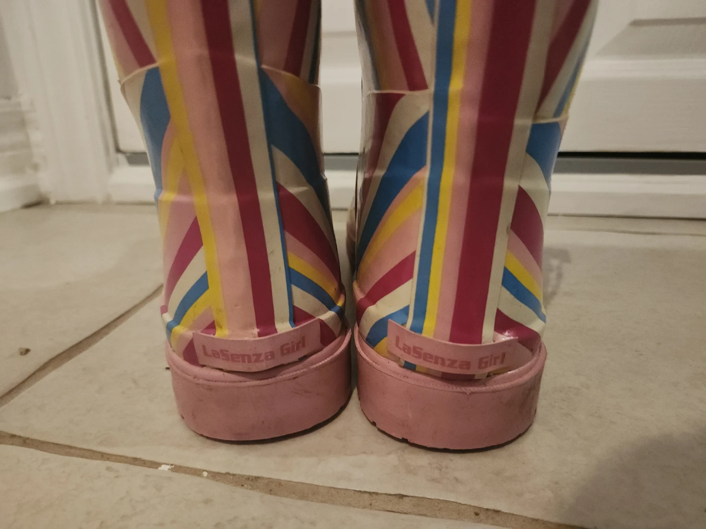LaSenza Girl Rainbow Striped Rain Boots Size 7 - photo 4
