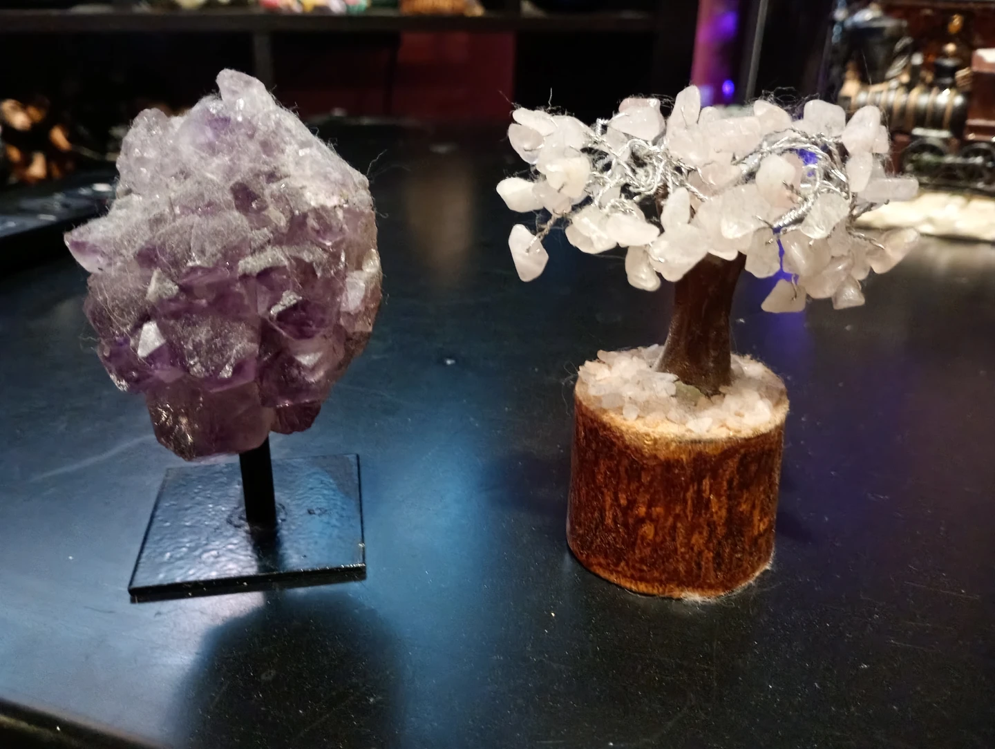 Amethyst Crystal Cluster on Stand and Rose Quartz Tree - photo 3
