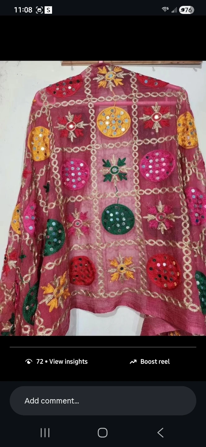 Embroidered Dupatta with Mirror Work