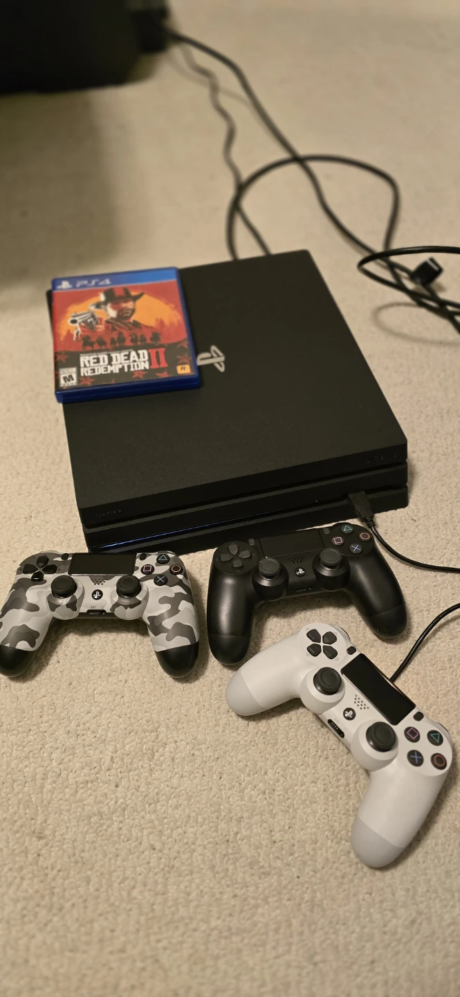 PlayStation 4 Pro with 3 Controllers & RDR2 2