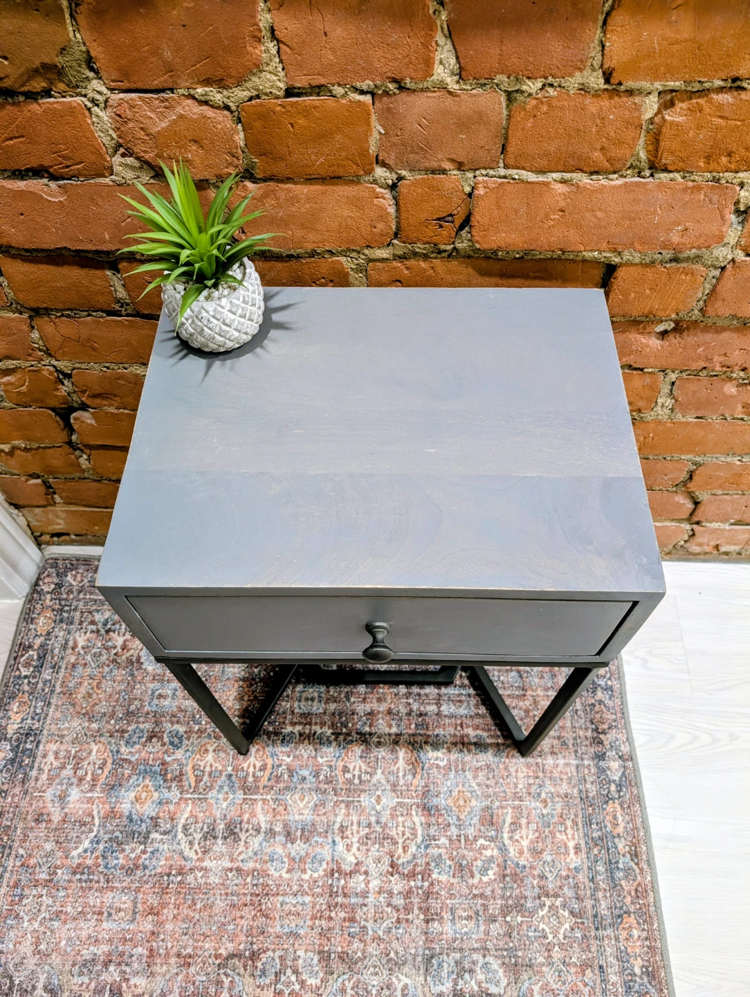 Grey Nightstand with Drawer - photo 5
