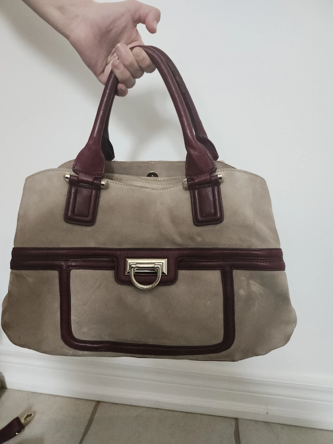 Pourchet Paris Leather and Suede Handbag