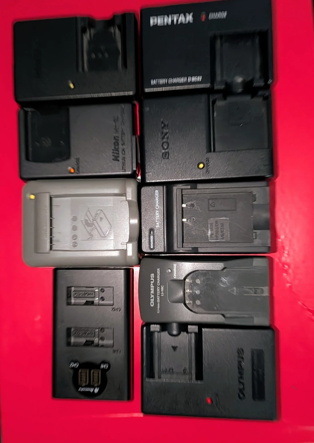 Mixed Camera Battery Chargers: Pentax, Sony, Nikon, Olympus