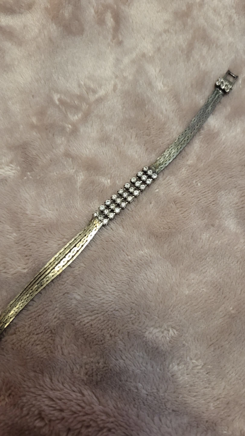 Vintage Silver Tone Rhinestone Bracelet - photo 2