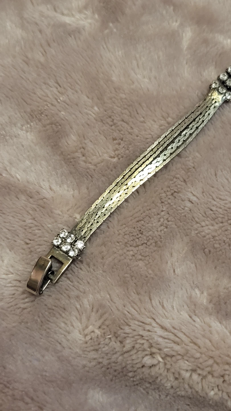 Vintage Silver Tone Rhinestone Bracelet - photo 3