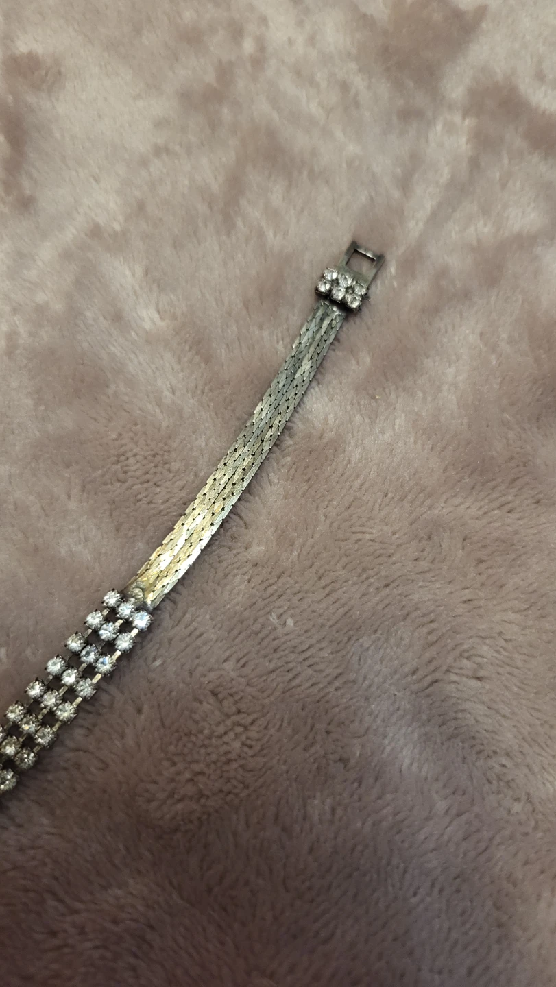 Vintage Silver Tone Rhinestone Bracelet - photo 4