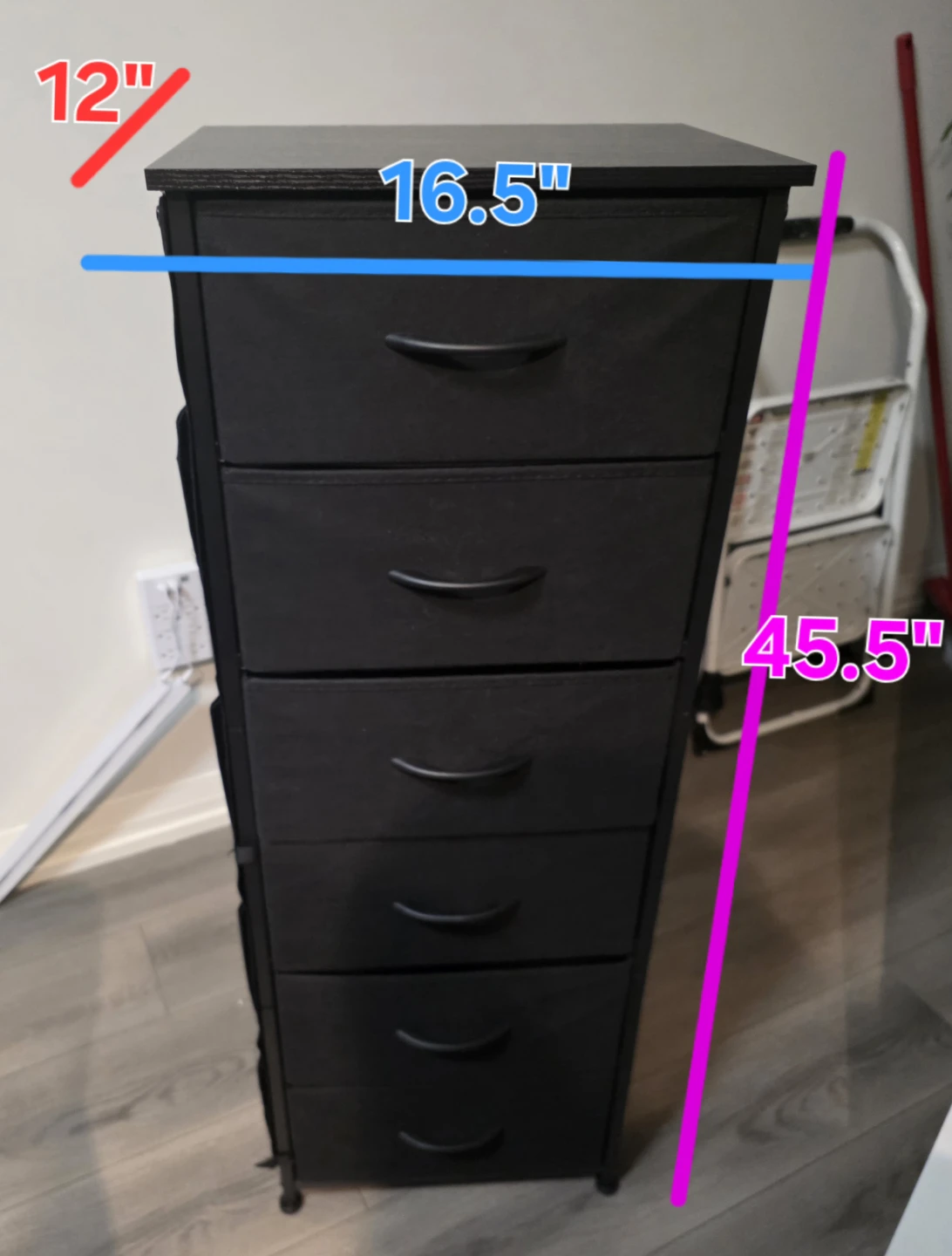 Black 6-Drawer Fabric Dresser - photo 4