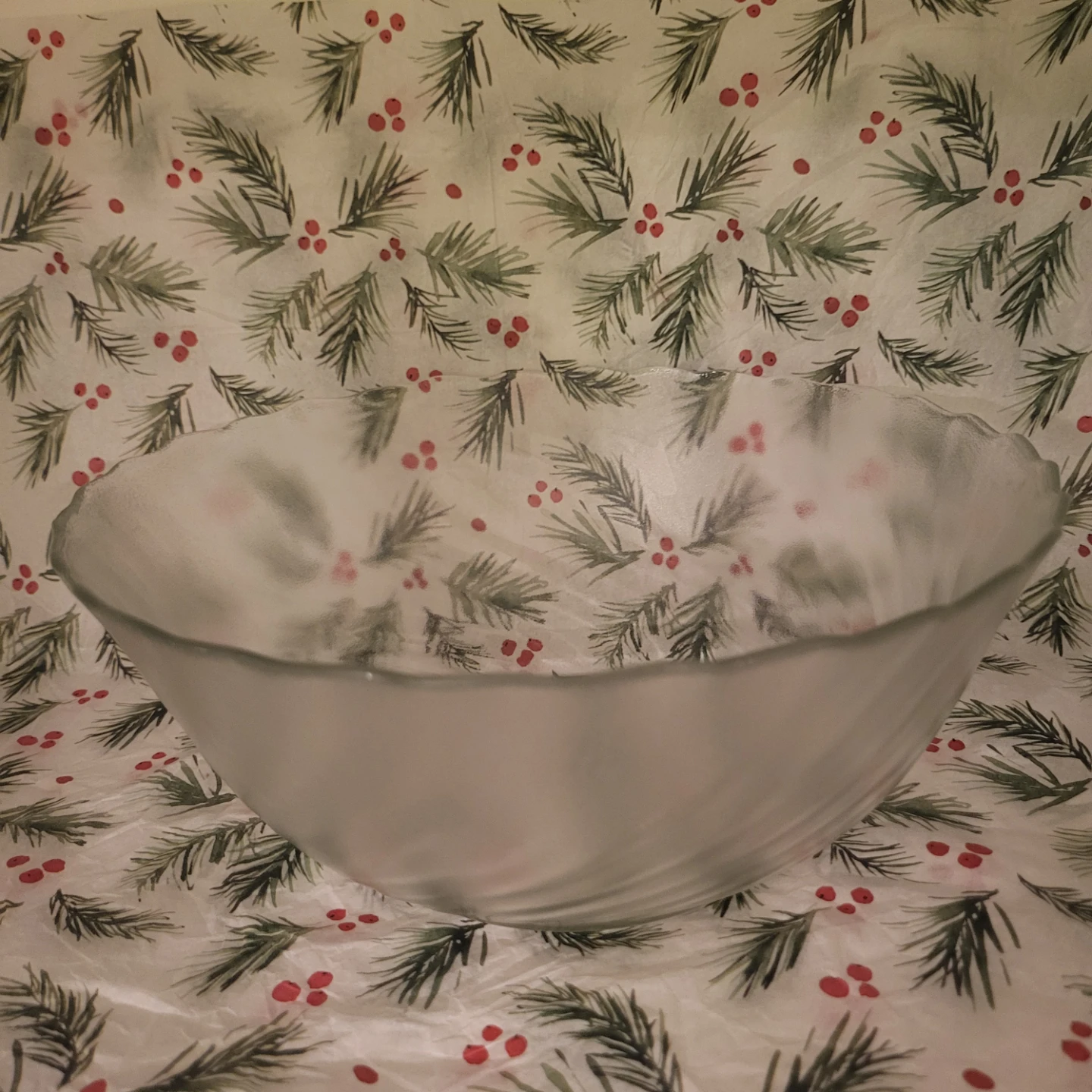 Large Frosted Glass Serving Bowl - photo 4