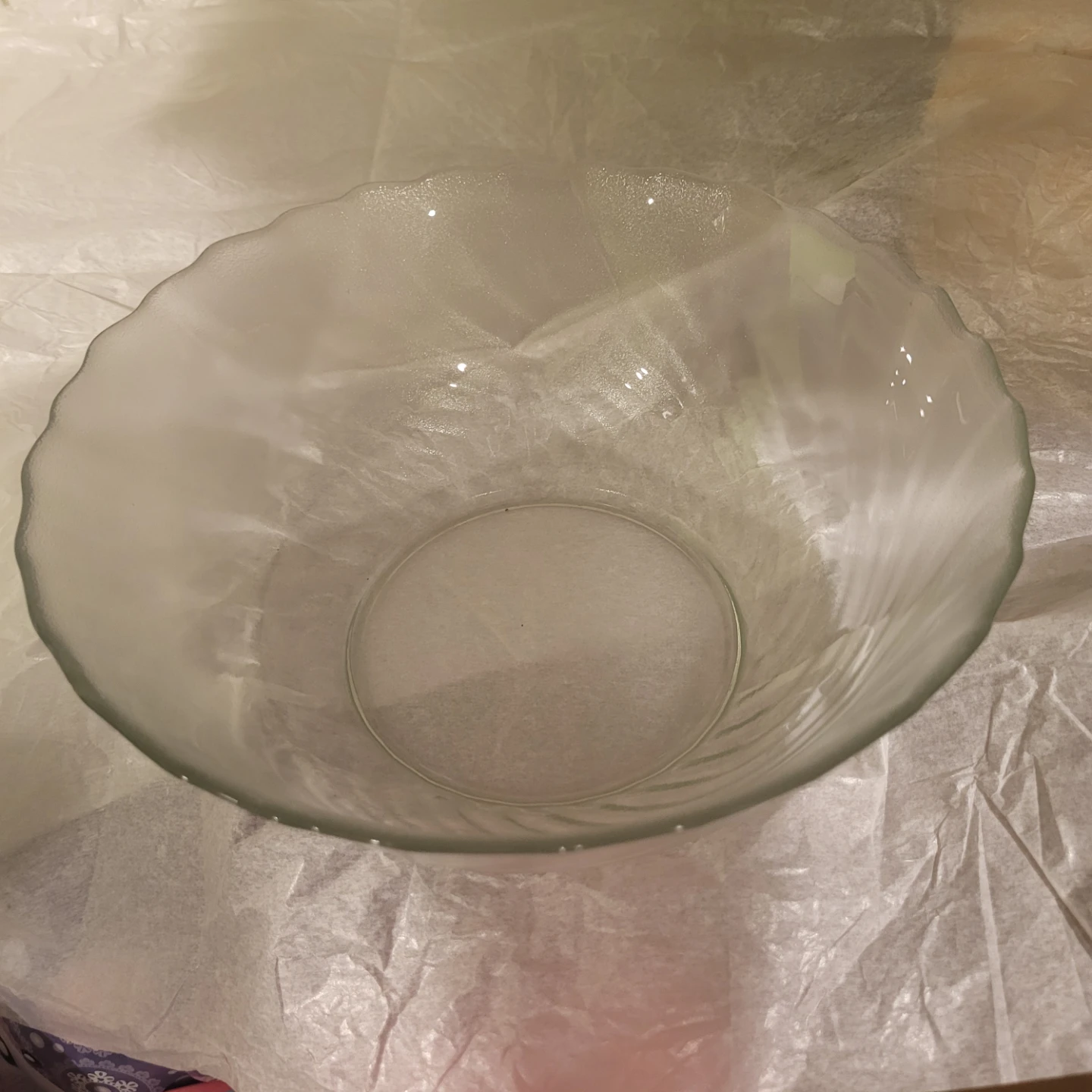 Large Frosted Glass Serving Bowl - photo 5