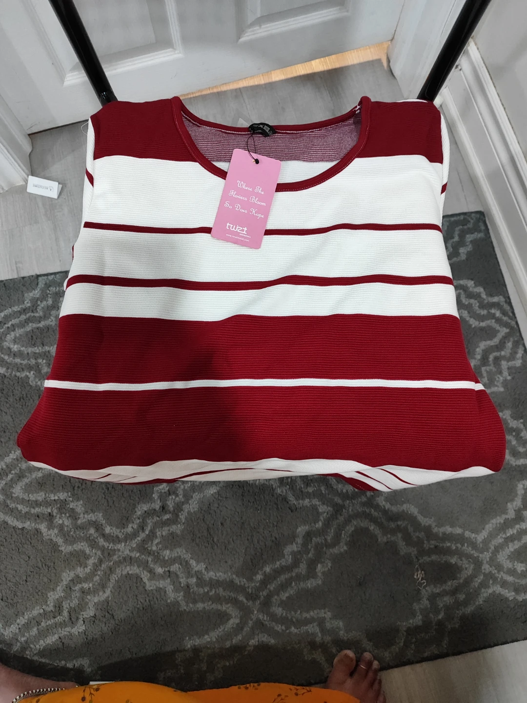 Twist Red & White Striped Top - Size M - photo 2