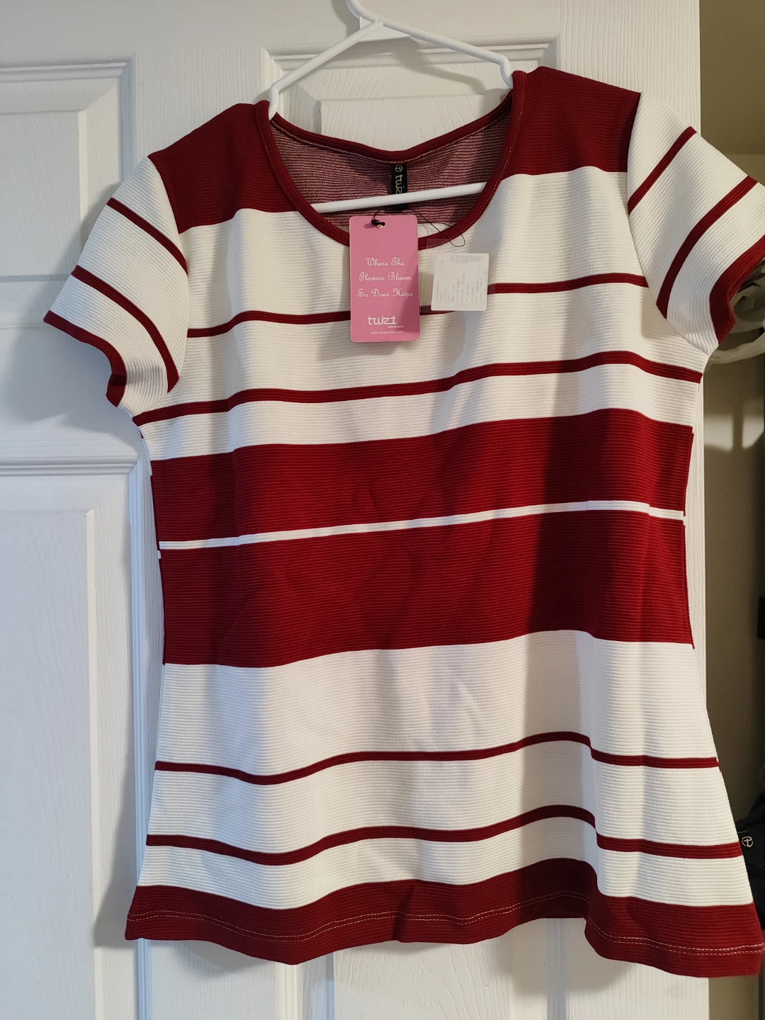 Twist Red & White Striped Top - Size M - photo 3