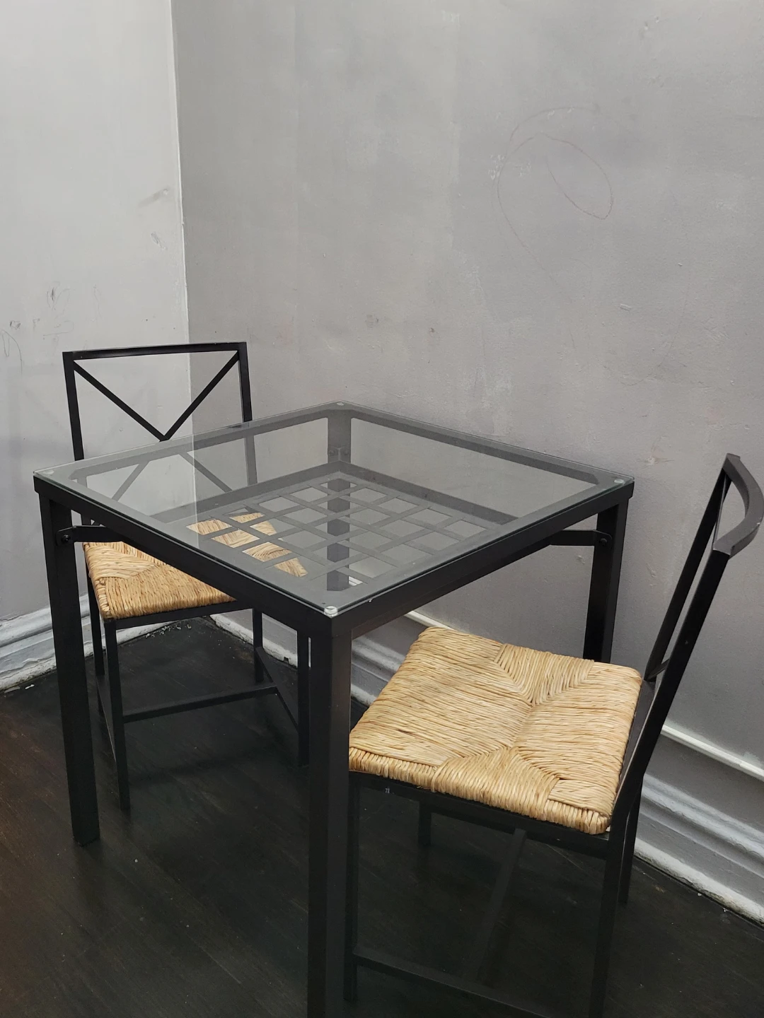Glass Top Dining Table with Two Woven Chairs - photo 2