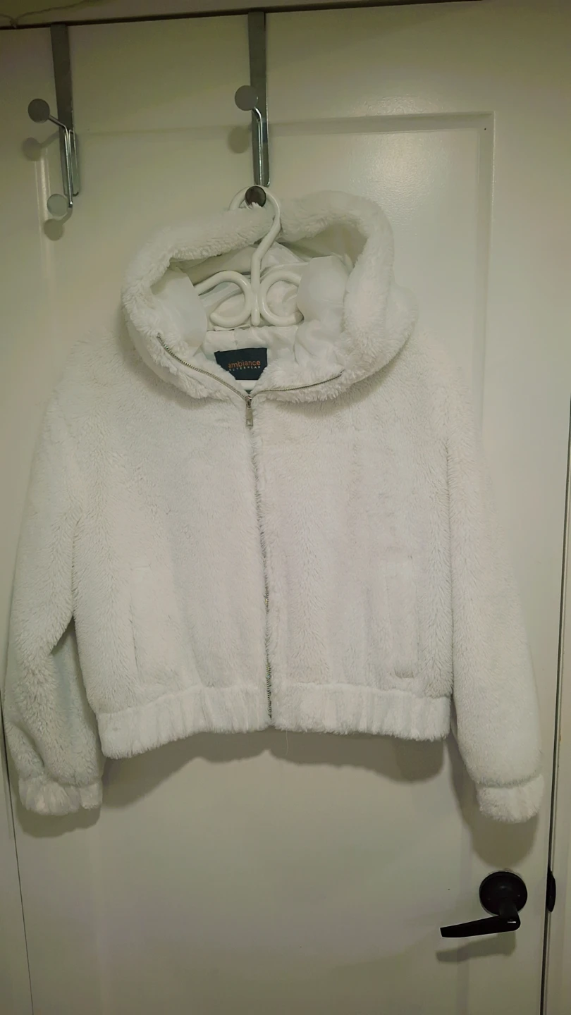 White Teddy Fleece Cropped Jacket