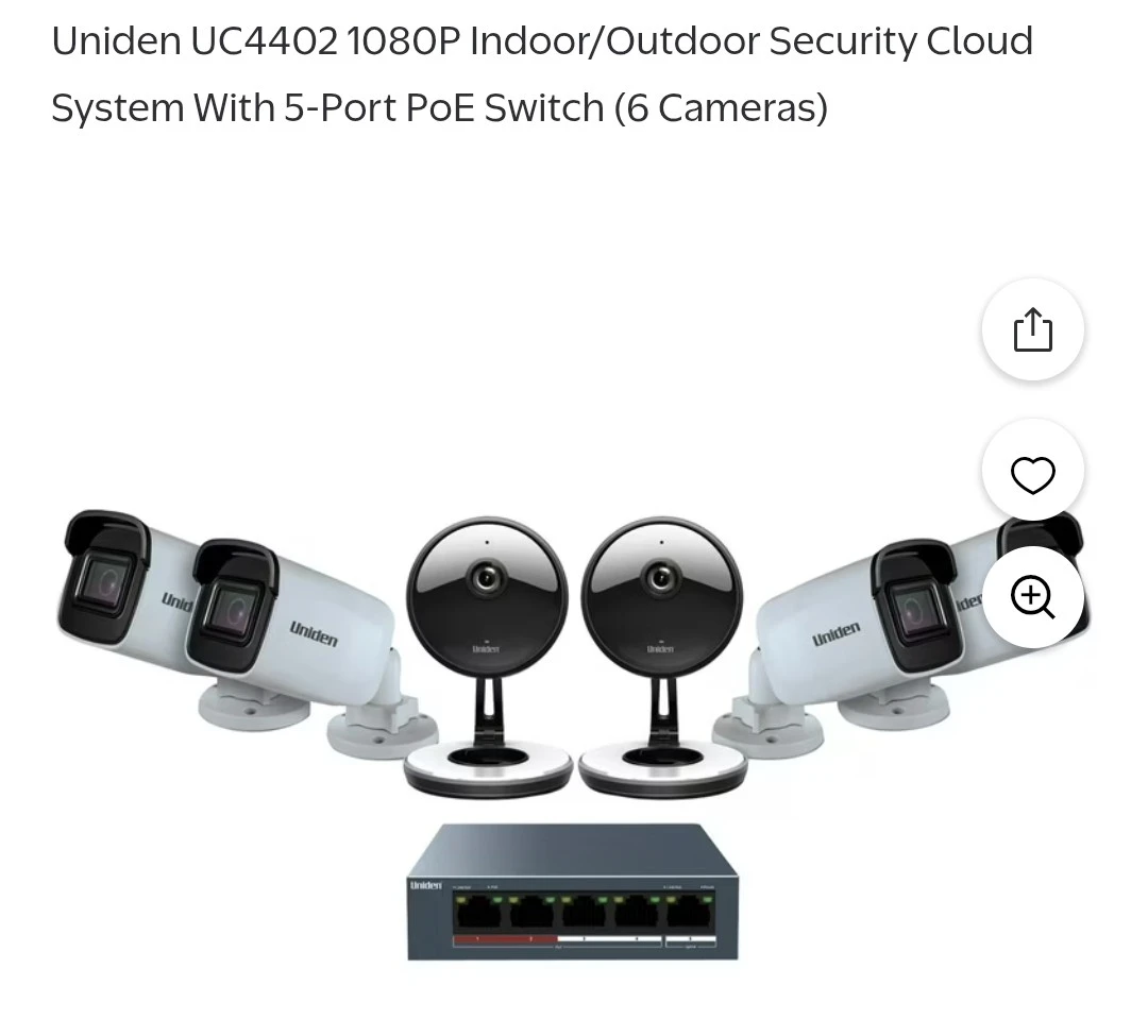Uniden UC4402 Security Cloud System with 5-Port PoE Switch