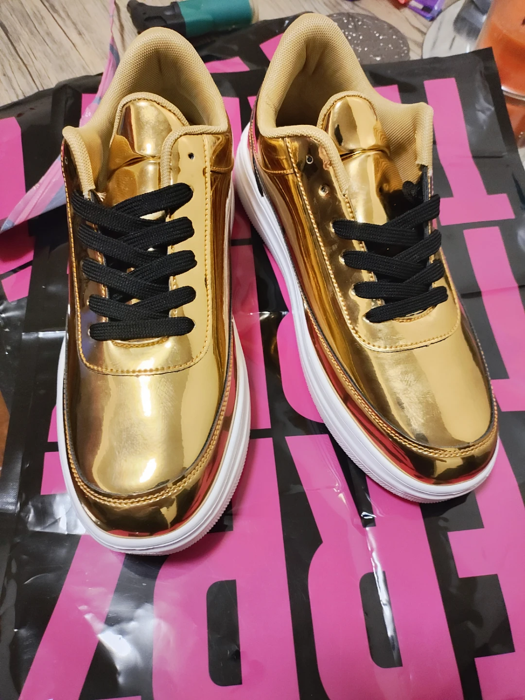 Gold Metallic Platform Sneakers