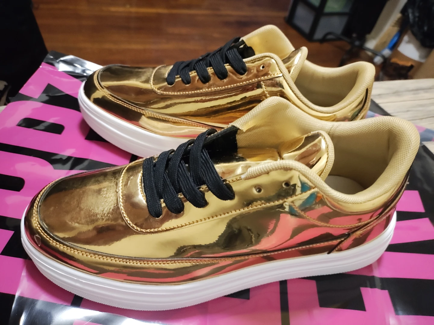 Gold Metallic Platform Sneakers - photo 3