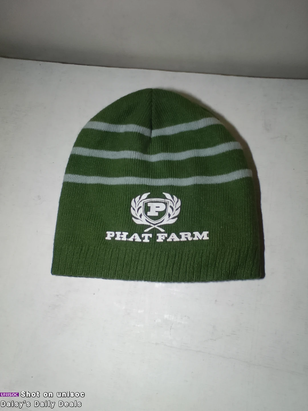 Phat Farm Green Striped Beanie