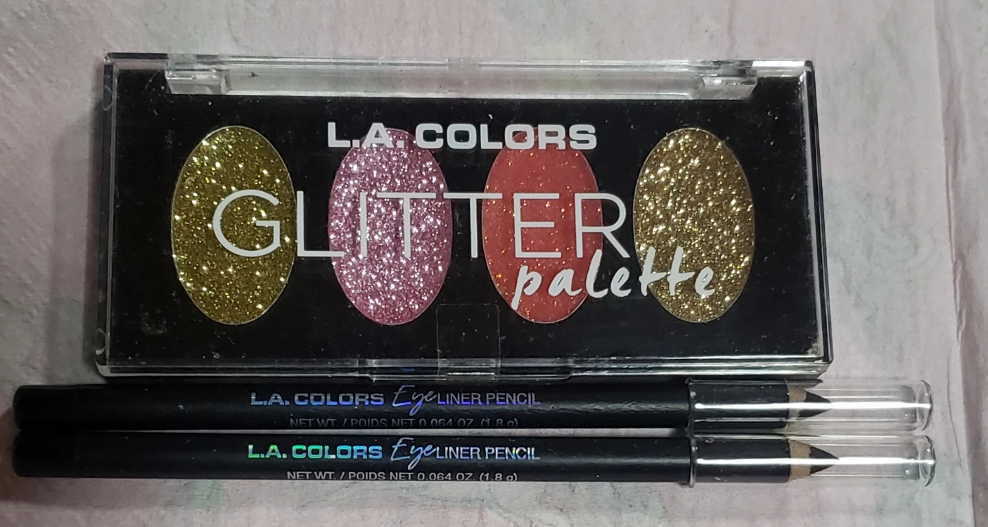 L.A. Colors Glitter Palette & 2 Eyeliner Pencils