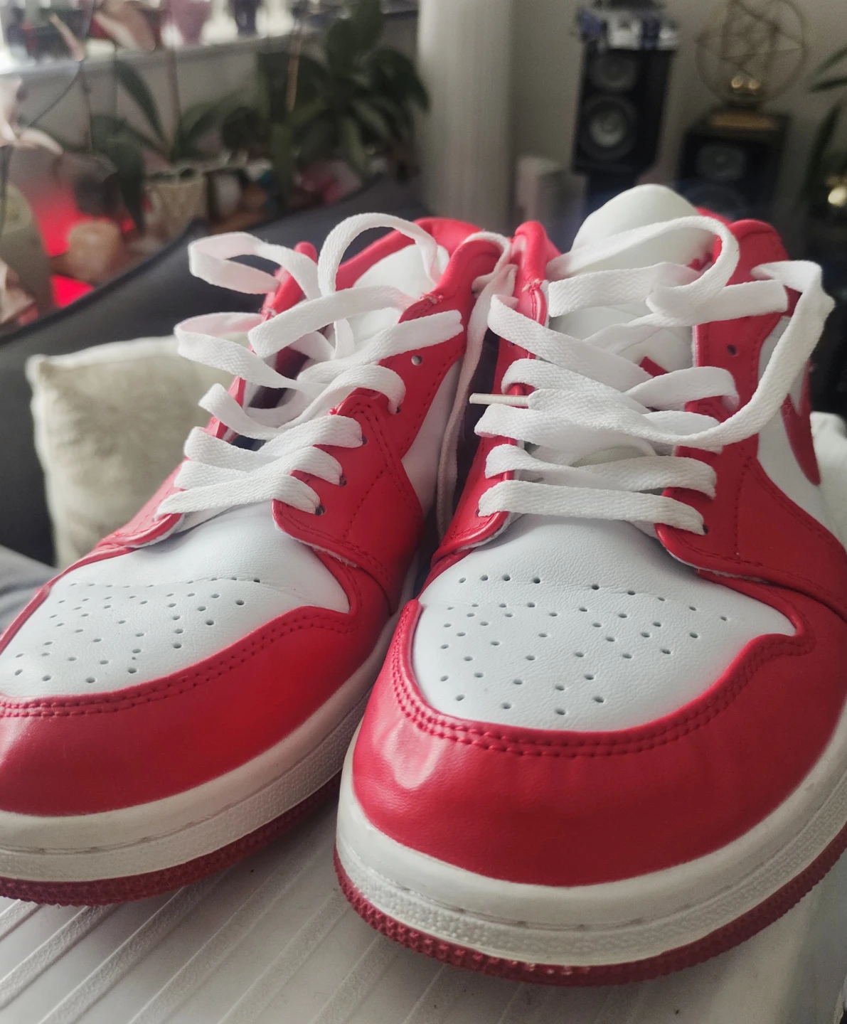 Air Jordan 1 Low Red and White Sneakers