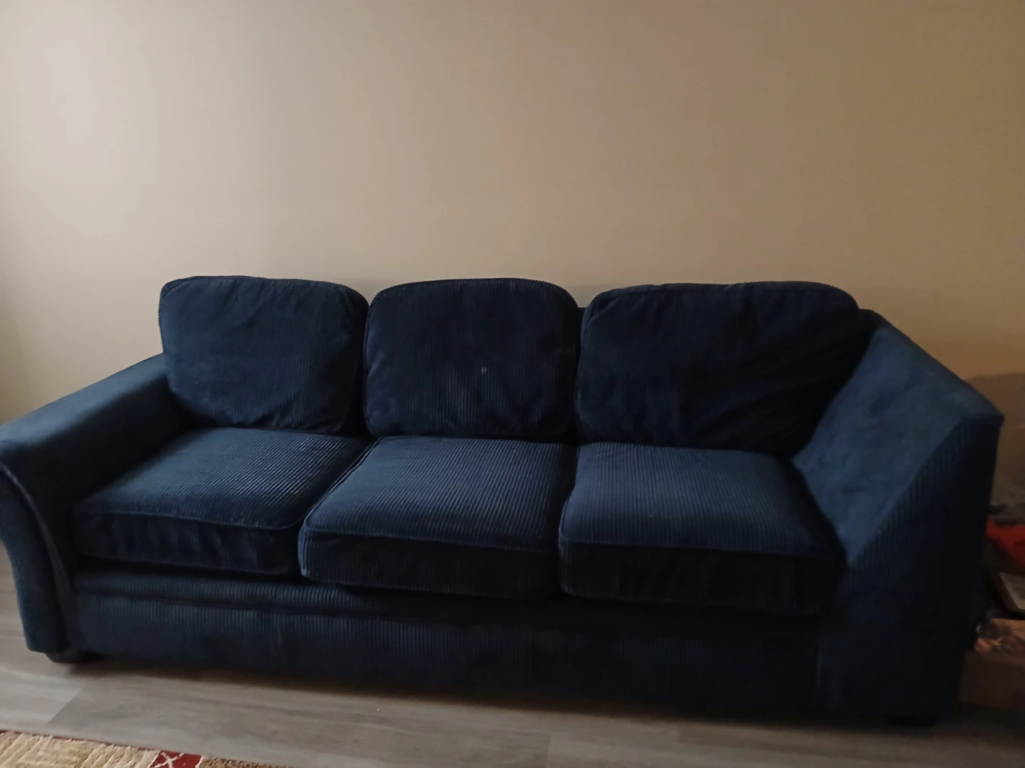 6 Seater Navy Blue Corduroy Sofa. - photo 2