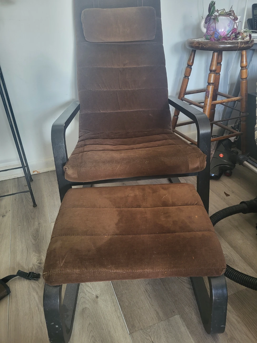 Brown Suede Lounge Chair and Ottoman Set