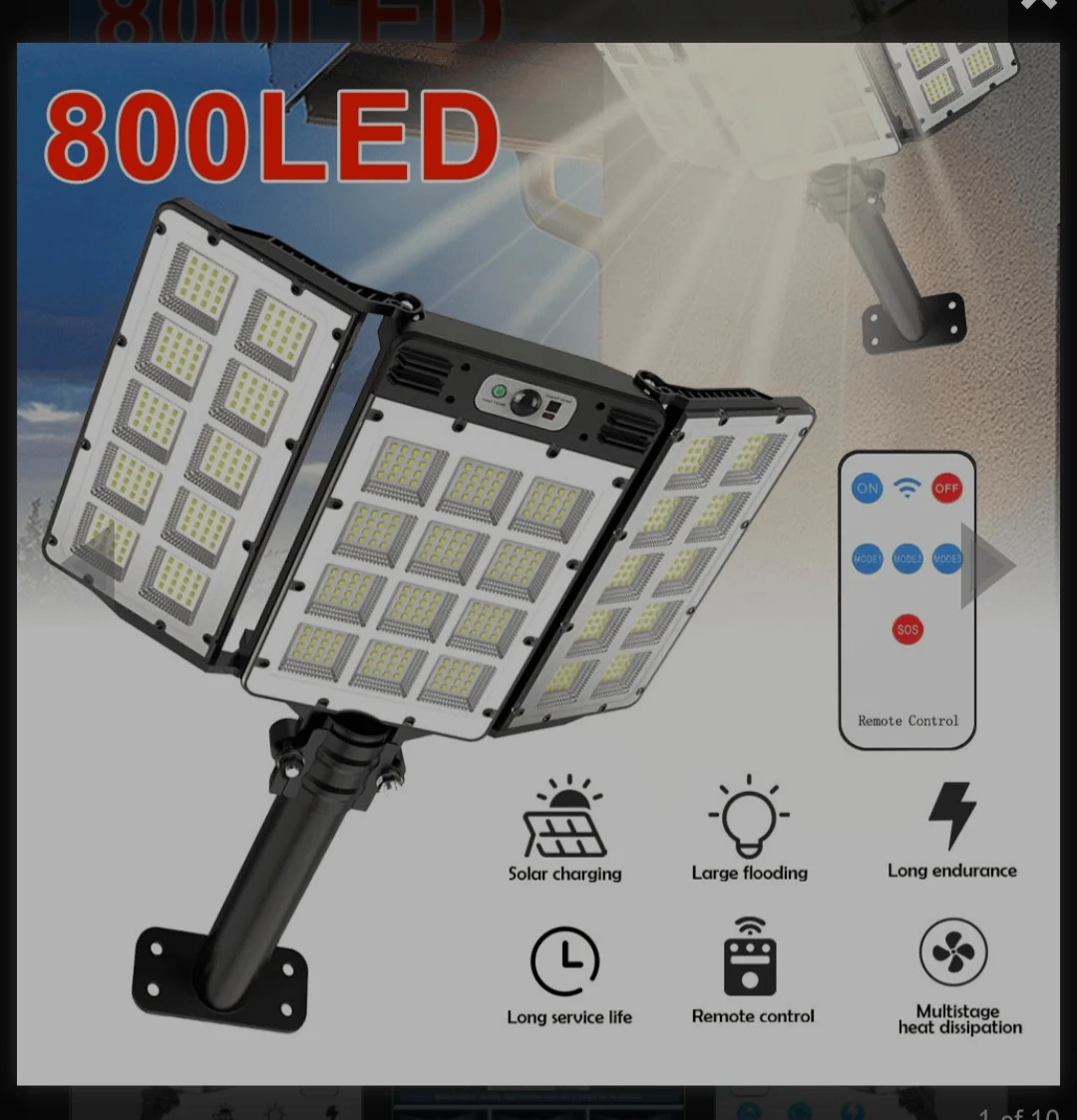 800 LED Solar Flood Light with Remote