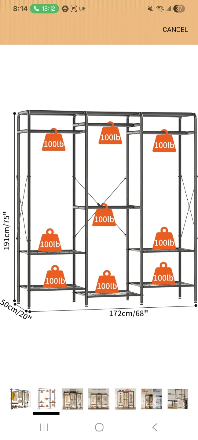Triple Rod Clothing Rack Wardrobe - photo 3