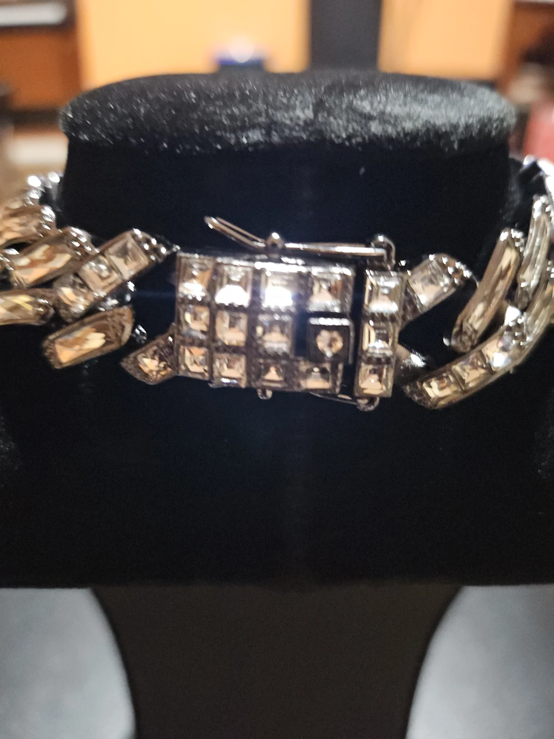 Silver Crystal Cuban Link Chain bracelet - photo 2