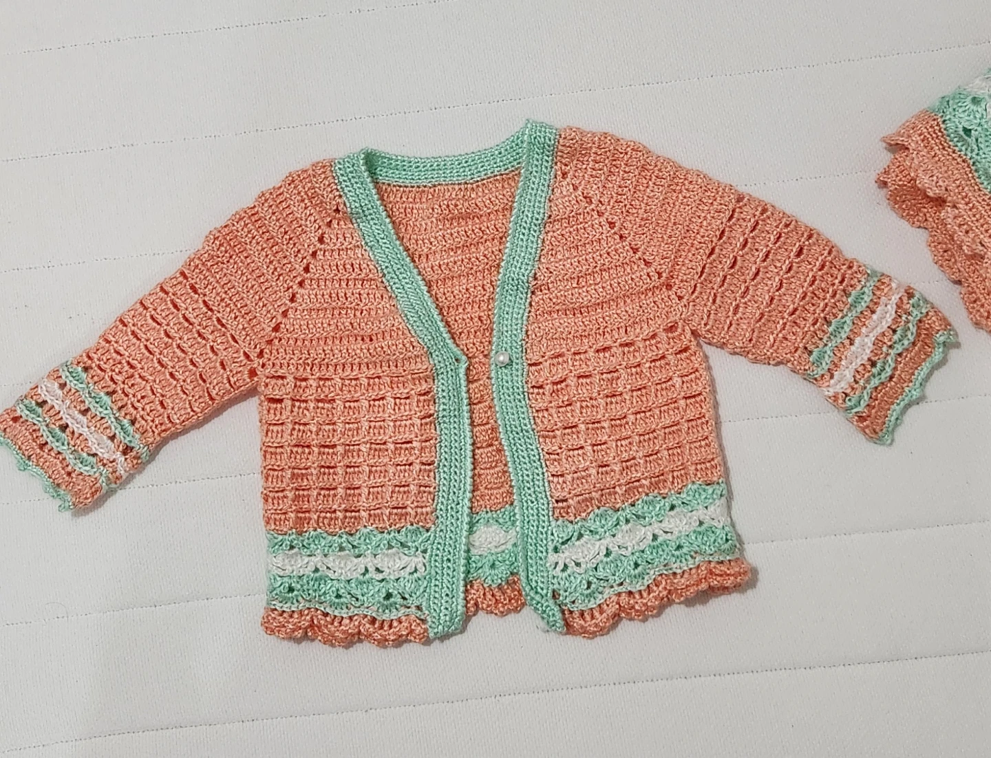 Handmade Crochet Baby Dress & Cardigan Set - photo 4