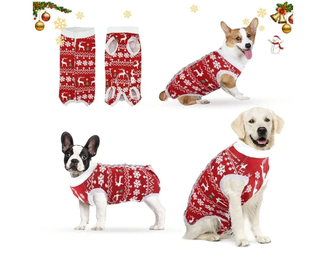 Christmas Reindeer Dog Recovery Suit - Size L
