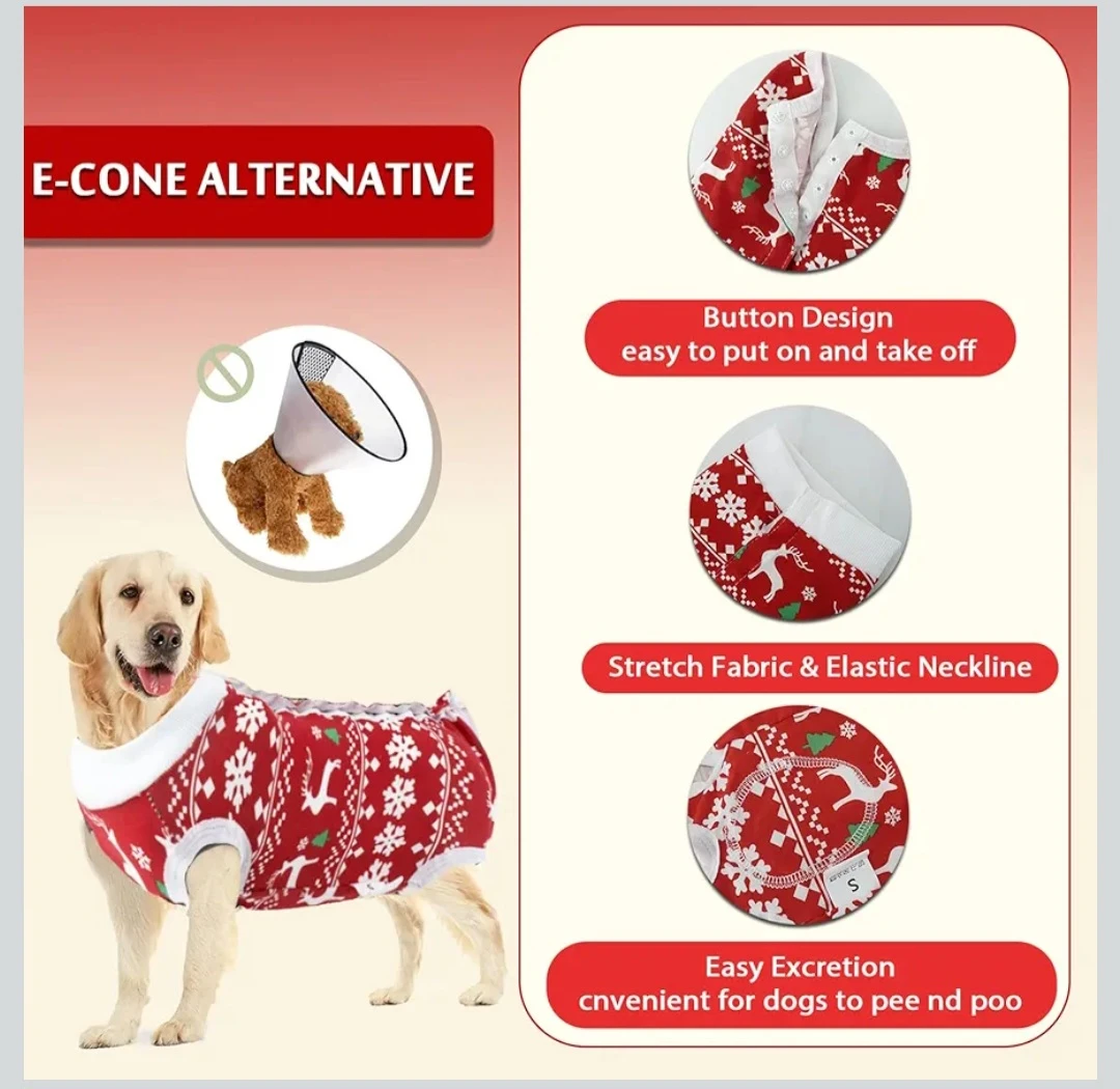 Christmas Reindeer Dog Recovery Suit - Size L - photo 4