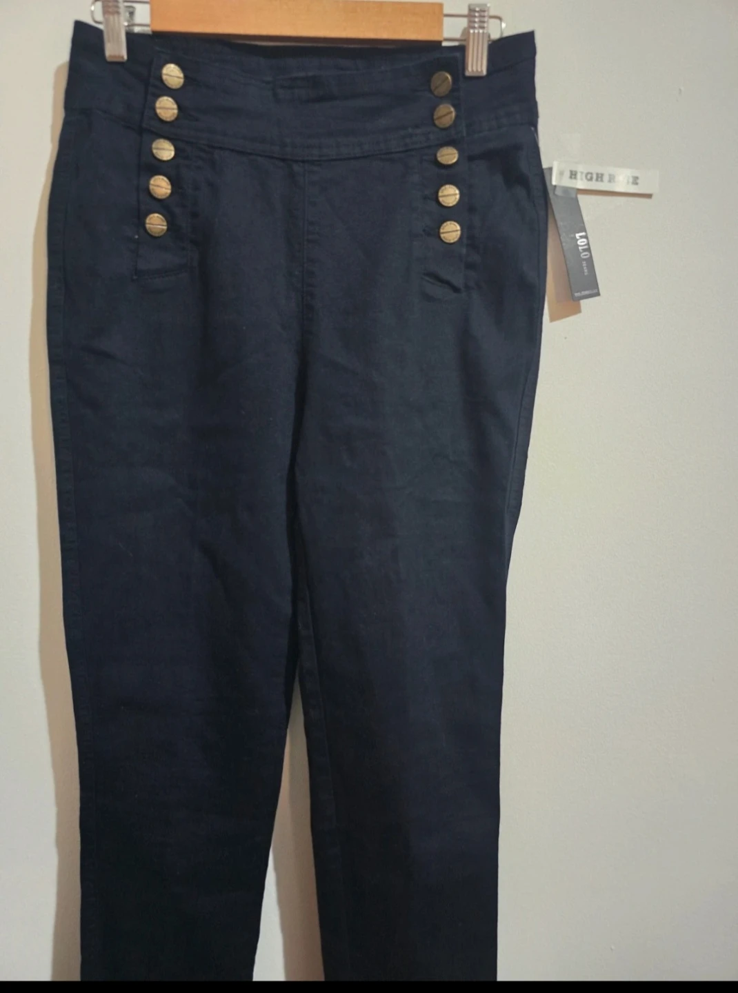 LOLO Jeans High Rise Sailor Button Pants Navy Size 13