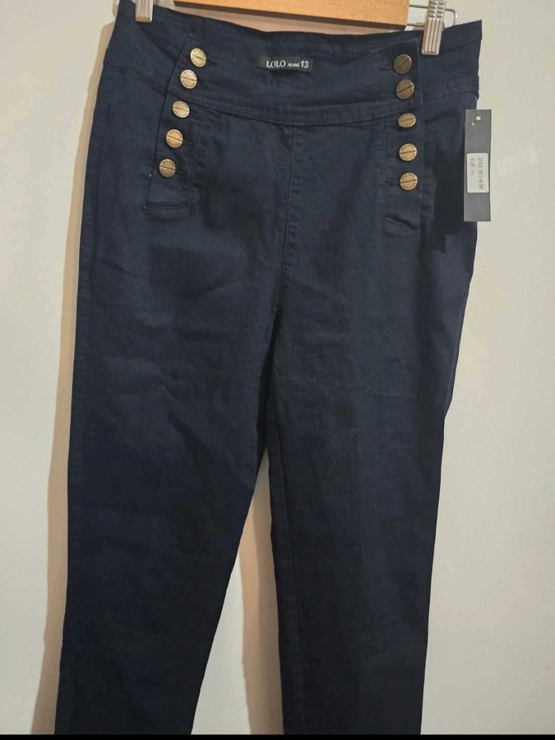 LOLO Jeans High Rise Sailor Button Pants Navy Size 13 - photo 2