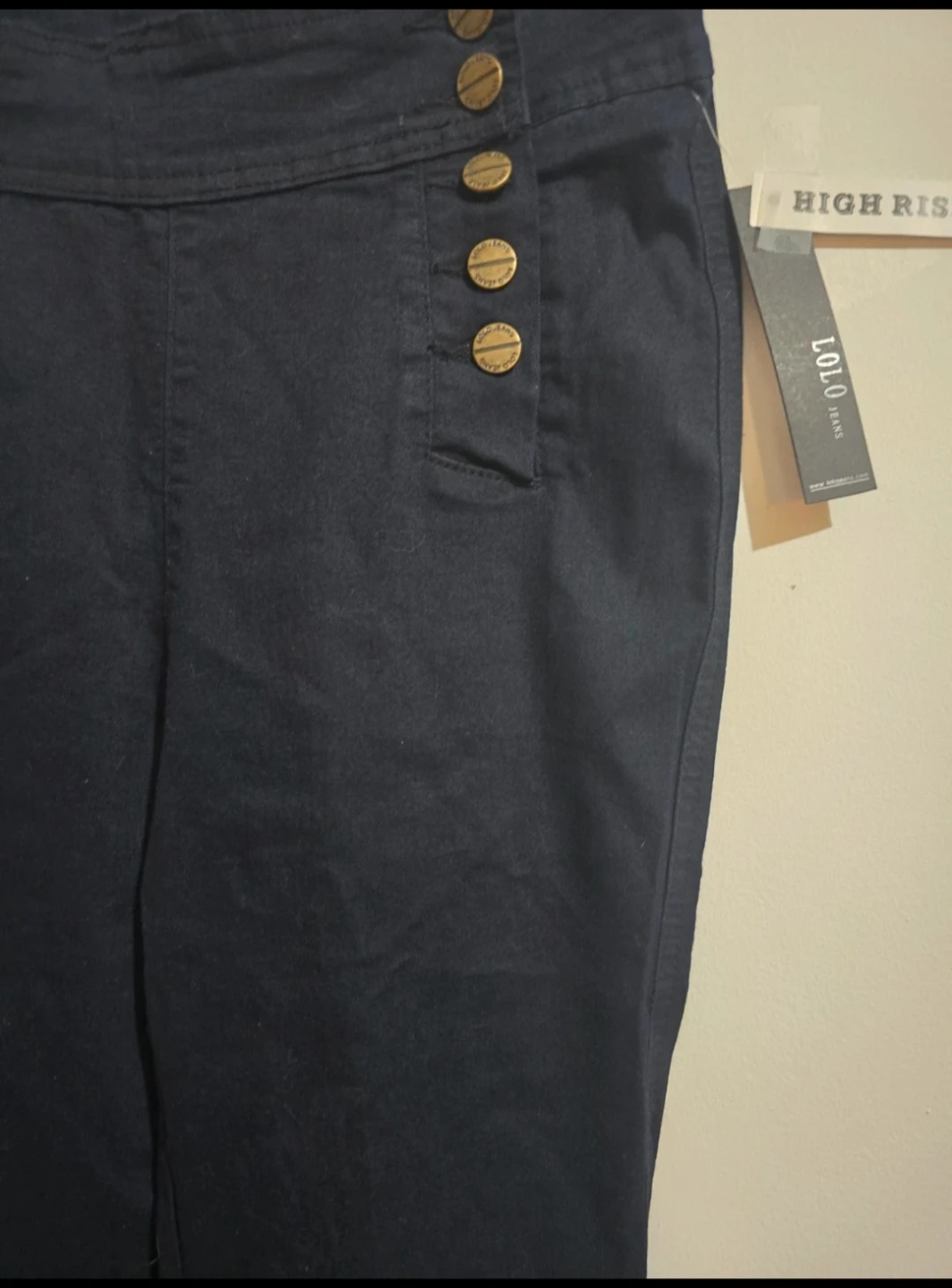 LOLO Jeans High Rise Sailor Button Pants Navy Size 13 - photo 3