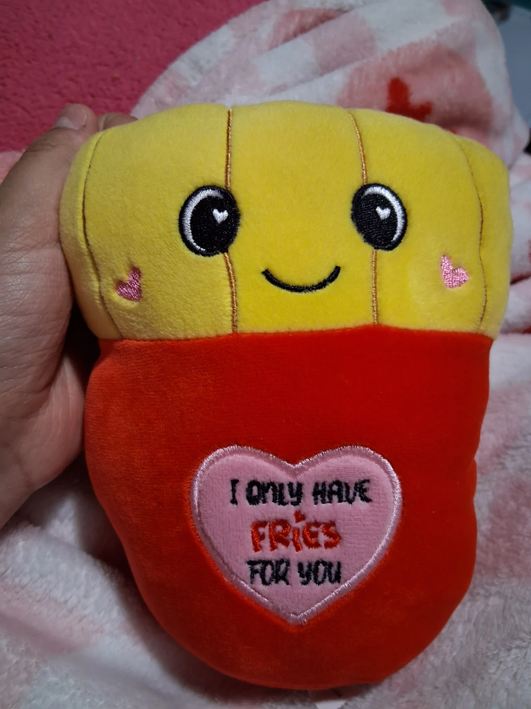 Plush French Fries Pillow with "I Only Have Fries For You" Heart