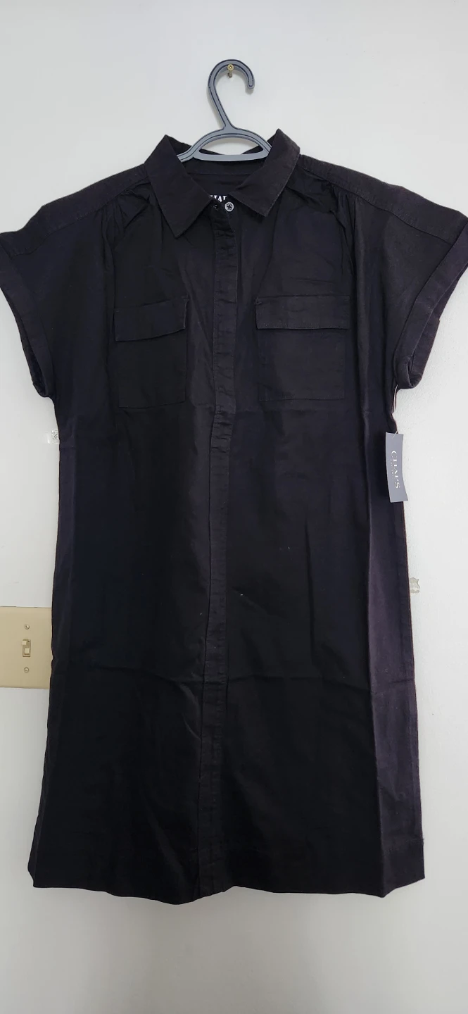 Chaps Black Shirt Dress Size L