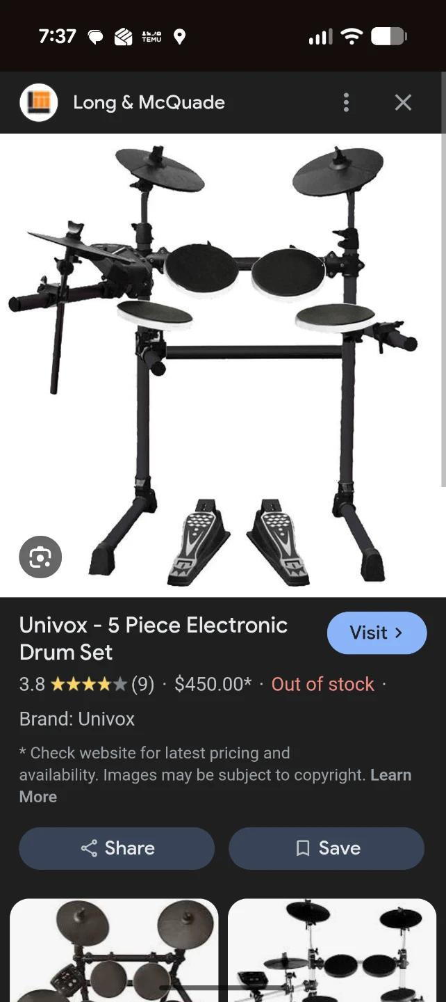 Univox 5-Piece Electronic Drum Set