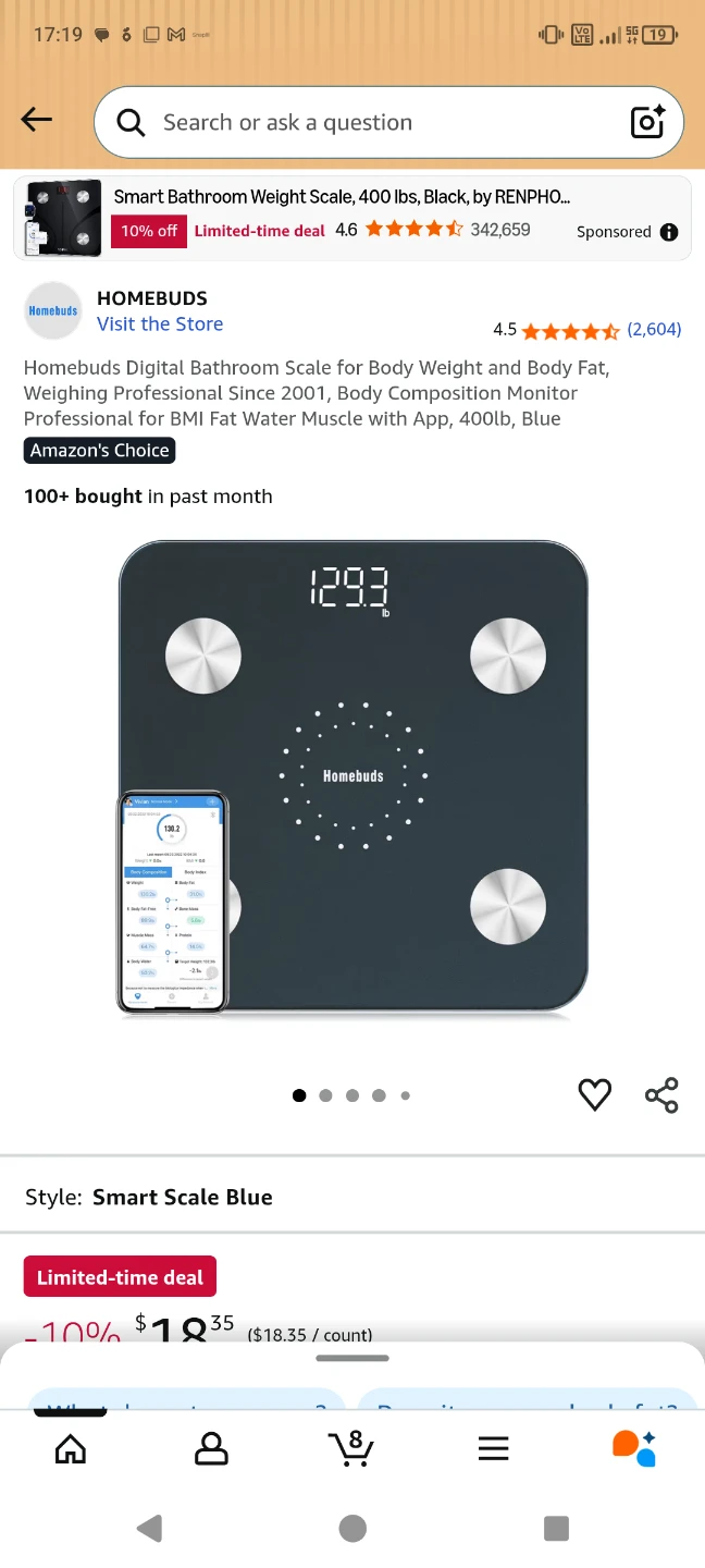 Homebuds Digital Bathroom Scale - Smart Scale Blue