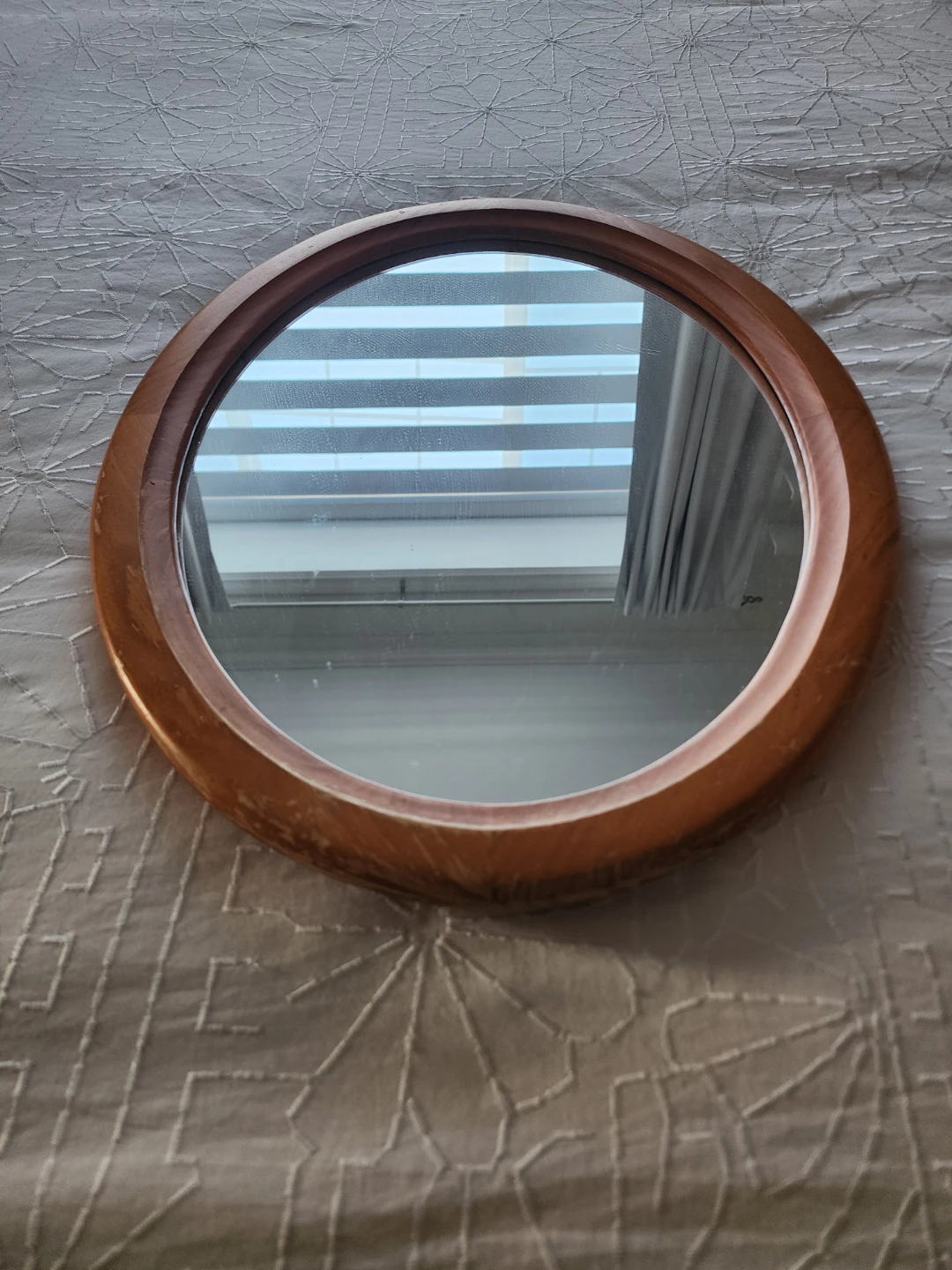 Round Wooden Framed Mirror