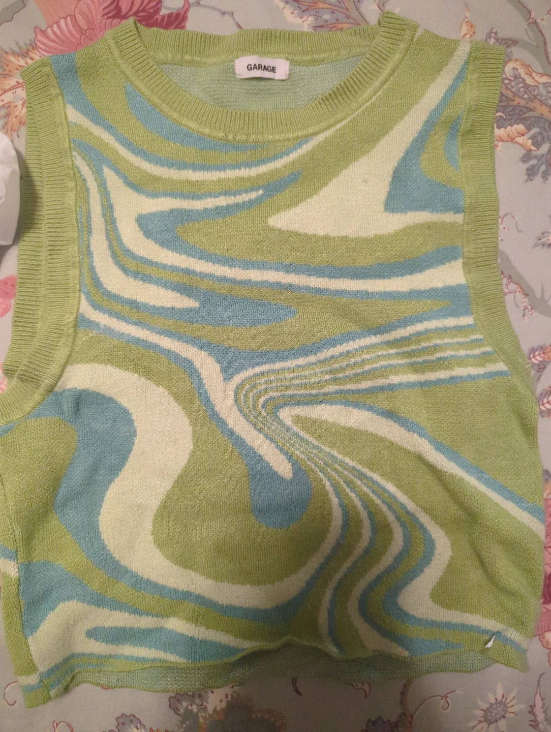 Garage Knit Vest - Green, Blue, White