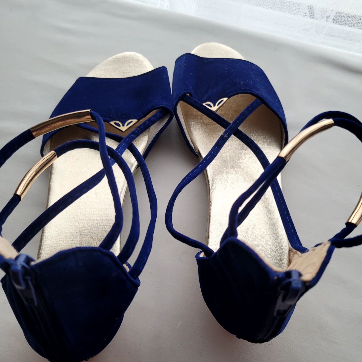 Blue & Gold Strappy Heels - Size 39