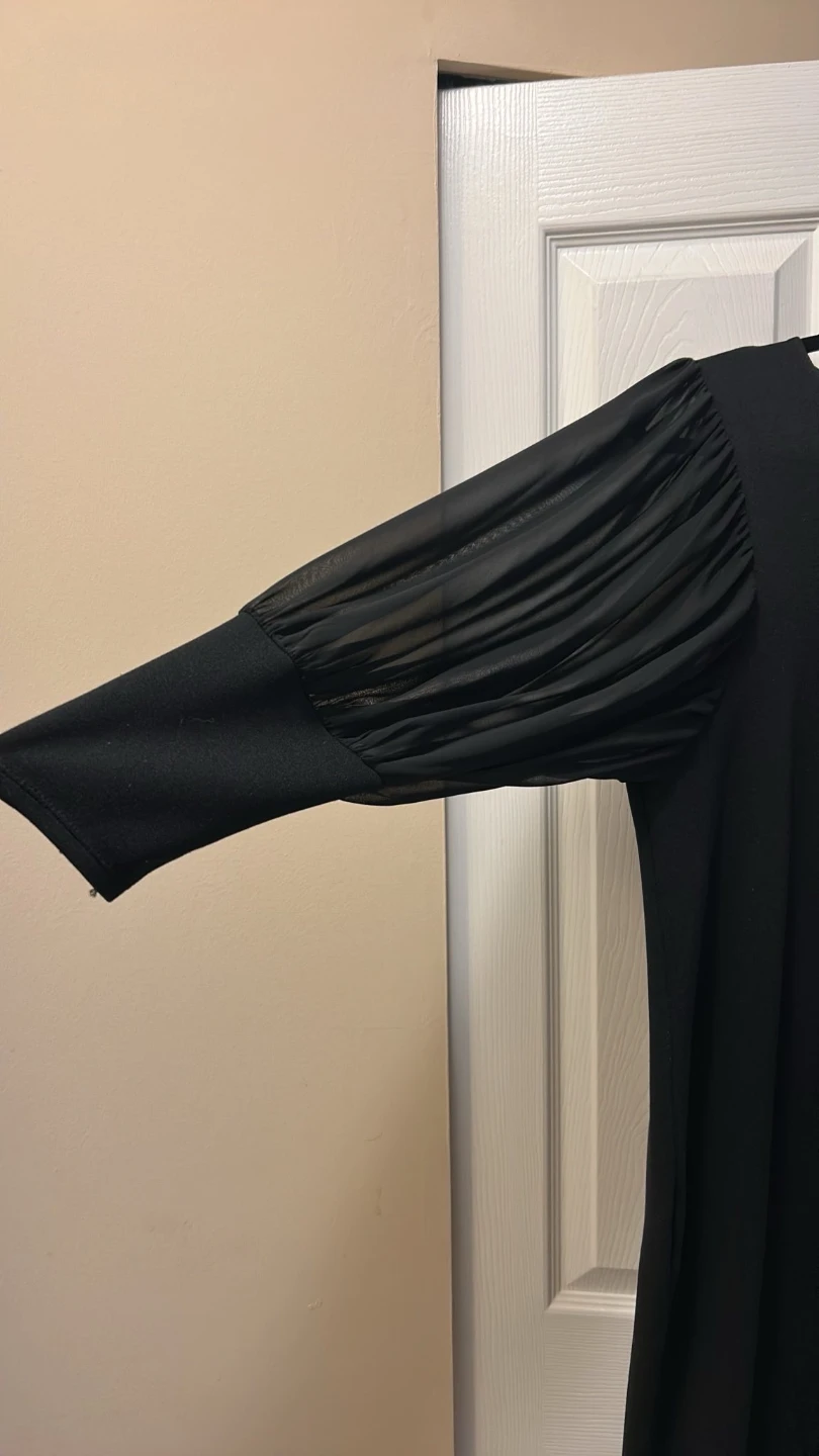 Black Dress with Sheer Puff Sleeves - photo 2