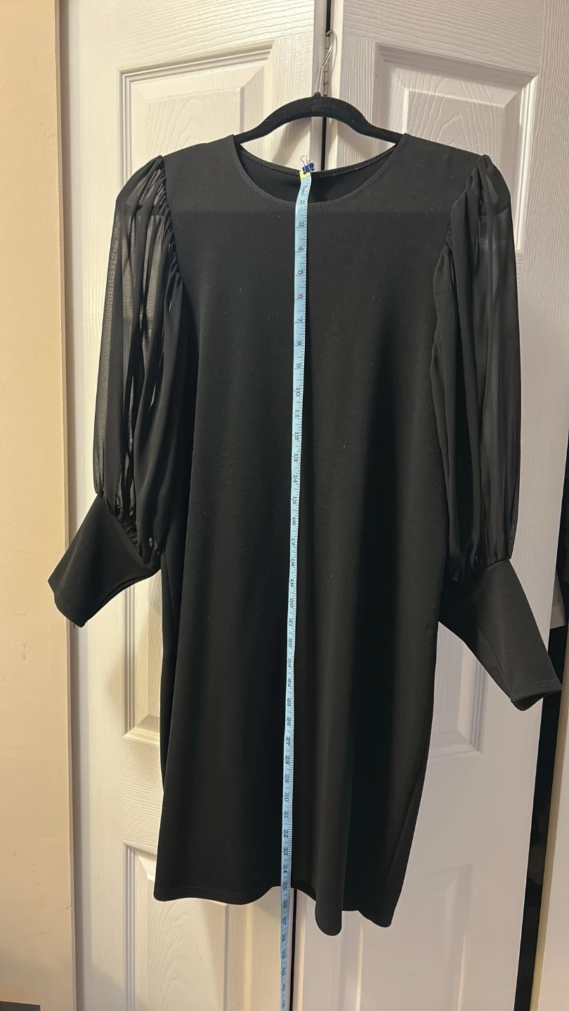 Black Dress with Sheer Puff Sleeves - photo 4