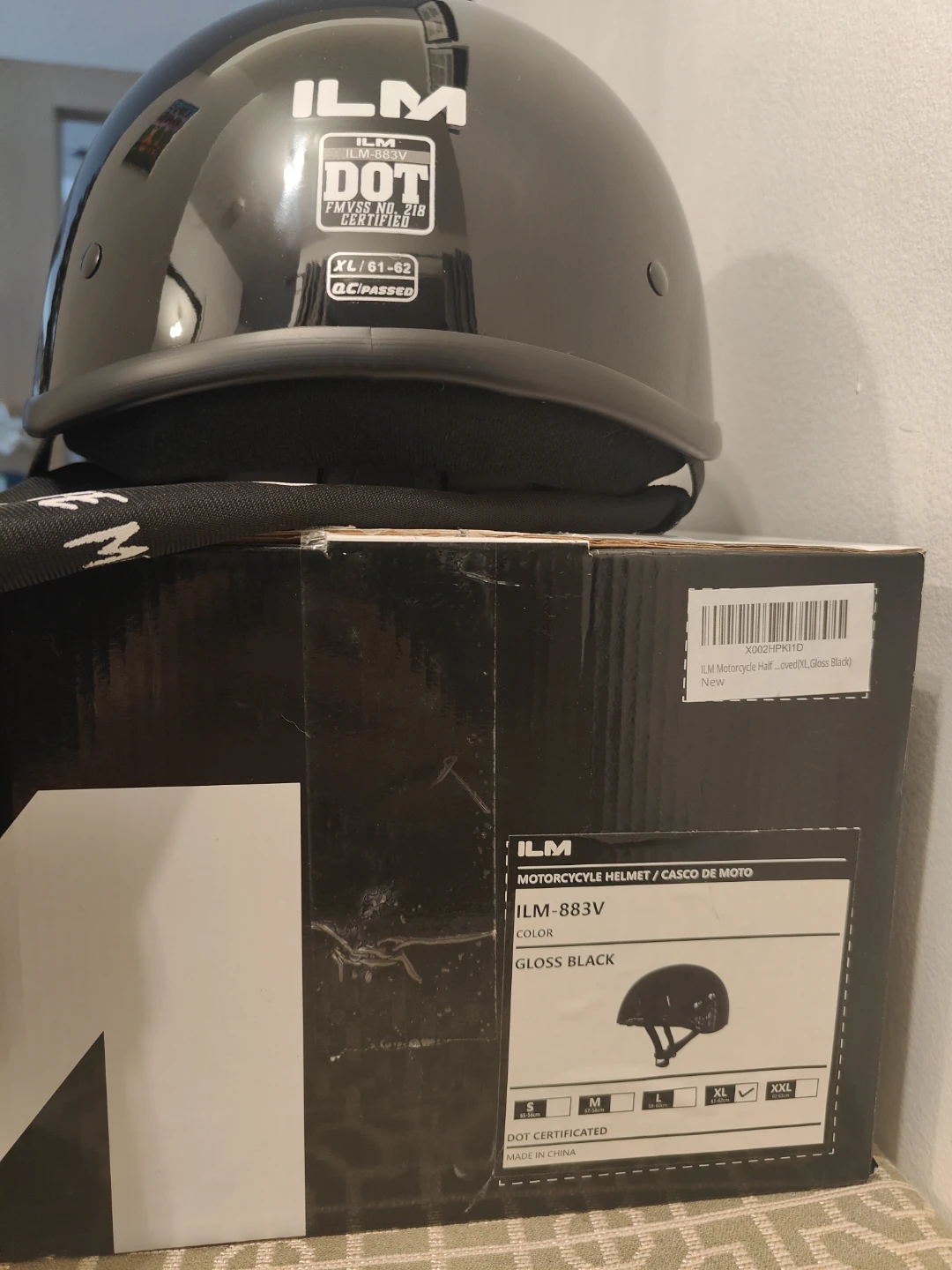 New ILM 883V Motorcycle Half Helmet - Gloss Black XL - photo 2