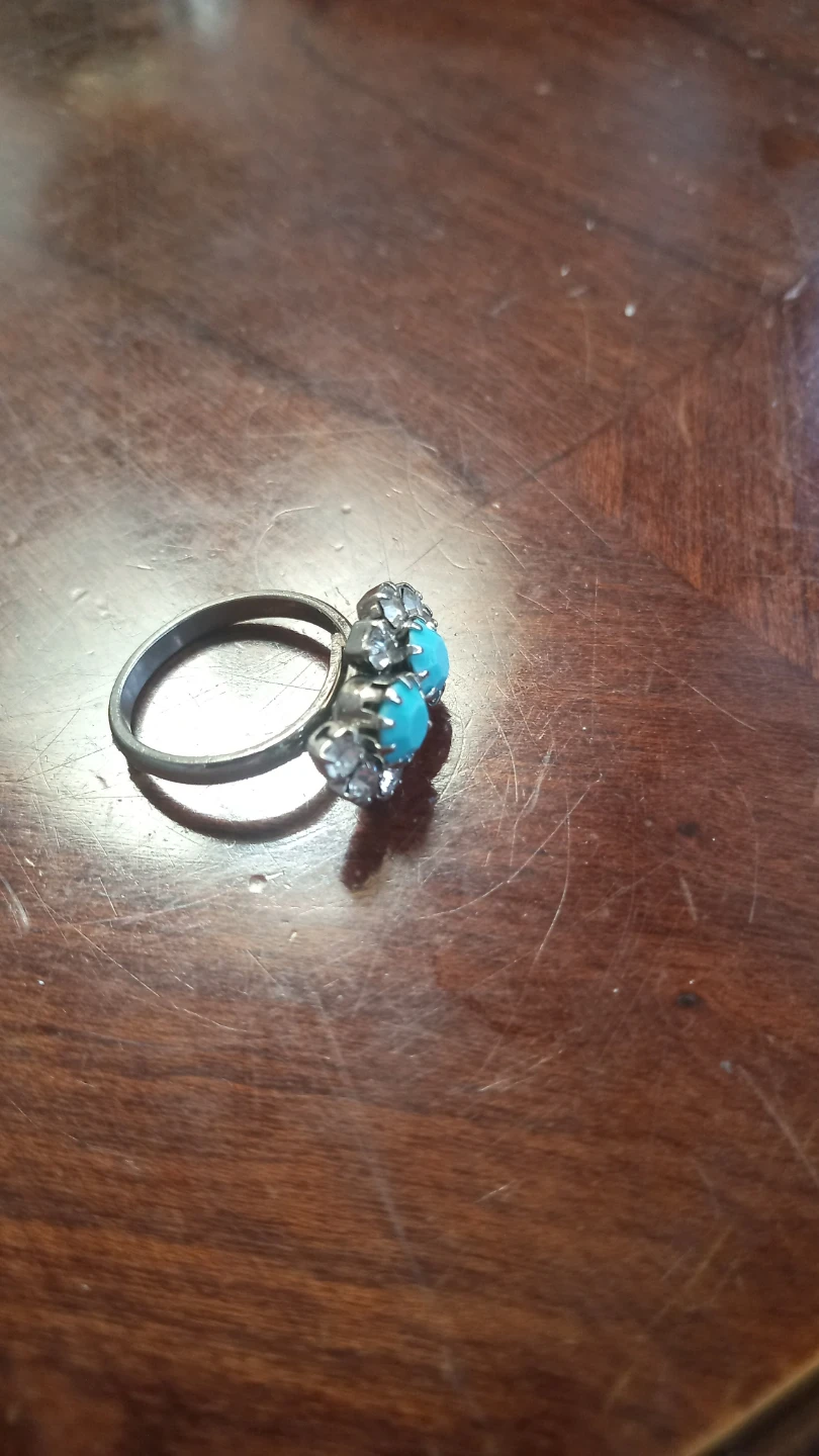 Vintage Turquoise & Rhinestone Ring - photo 2